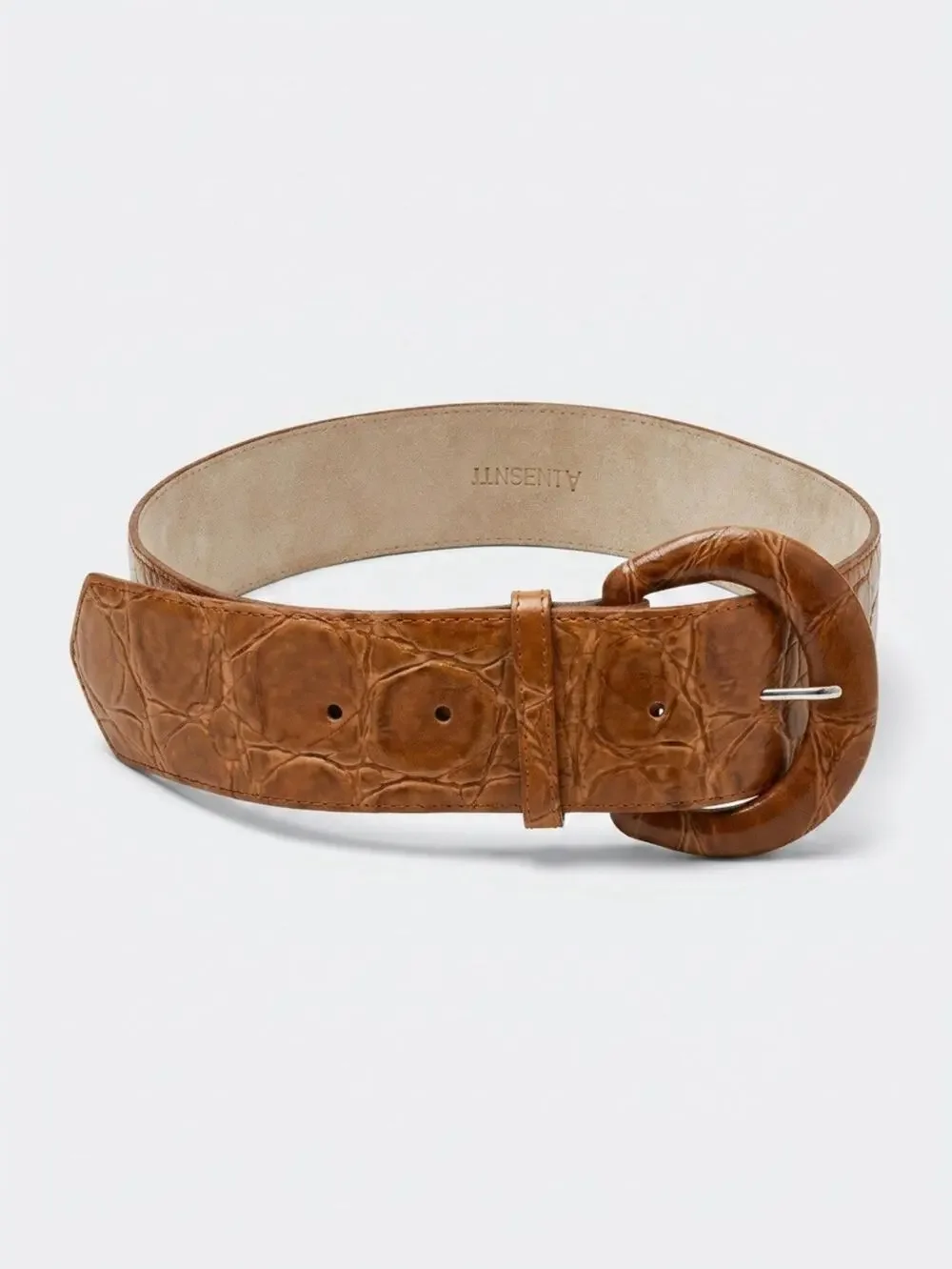 Vintage Crock Embossed Beige Faux Leather Belt Women's Size 6/35” Western Preppy